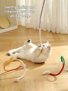 1pc Braided Cotton Rope Cat Toy, High Resilience, Scratch-Resistant And Bite-Resistant, Satisfies Natural Chewing Instinct, Helps With Teeth Grinding And Protects Oral Health, Suitable For Cats To Play Alone Or Interact With Owners - Multicolor - View 4