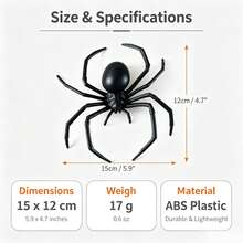 1pc Halloween Spider Hair Clip For Women, Black Realistic Spider Hair Accessory With Alligator Clip, Halloween Party Cosplay Gothic Costume Scary Hair Pin, 15cm - View 2