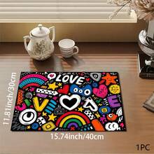 Printed Pattern Drainage Mat/Absorbent Mat/Drying Mat For Coffee Machine And Tableware - Absorbent Polyester Tabletop Protector With Rubber Non-Slip Backing, For Kitchen Countertop Decoration - Home Bar And Dining Table Placemat - Multicolor - View 7