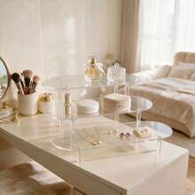 Clear Oval Acrylic Display Riser, Multi‑Level Desktop Organizer For Perfume, Makeup, Jewelry, Vanity Table Decor - Clear - View 4