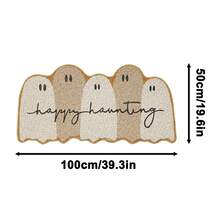 1PC Cream Beige Ghost Letter Pattern Bedside Blanket, Cute Quirky Style Faux Cashmere Rectangular Irregular Wavy Edge Handwritten Font Machine Washable Decorative Rug, Suitable For Halloween Party Bedroom Entryway Doormat Home Decor - Multicolor - View 12