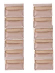 12pcs Portable Women's Jewelry Storage Bag, Designed For Travel And Daily Organization, Mainly Used For Organizing Bracelets, Earrings, Rings And Other Small Accessories - Beige - View 6