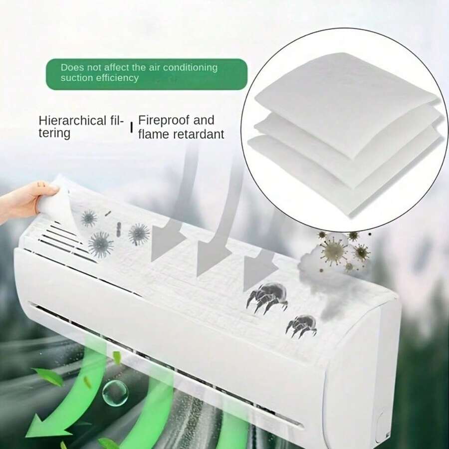 10/20/30pcs Universal Home Air Conditioner Air Purification Filter, Can Intercept Dust, Hair And Floating Particles, Can Be Freely Cut - White - View 1