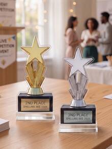 1 buah Piala Bintang Berukir Personalisasi, Teks Kustom, Secret Santa, Piala, Piala Perusahaan, Pesta Natal Kantor - MultiWarna - View 2