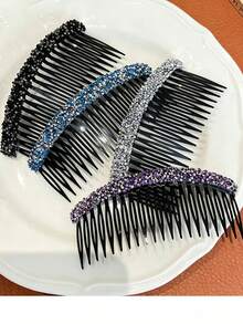 Women's Crystal Rhinestone Hair Clips, Anti-Slip Hair Combs, Hair Slides, Bangs Clips, Full Rhinestone Hair Combs, Hair Clips For Forehead And Back Of Head, Hair Accessories, Popular Hair Combs, Hair Slides - Multicolor - View 3
