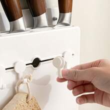 1pc Kitchen Knife Rack, Wall-Mounted Knife Holder, 7 Slots, Under Cabinet Kitchen Knife Storage - White - View 6