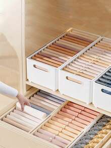 1pc Wardrobe Storage Box Clothes Organizer Toy Storage Bin Desktop Drawer Underwear Storage Box Plastic Clothes Storage Box - White - View 1