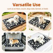 Double Sided Pet Bed Mat, All Seasons Waterproof Dog Crate Pad, Soft Warm Fleece Reversible Puppy Sleeping Mattress, Washable Anti-Splash Pet Cushion For Small Medium Dogs Cats, For Cage Sofa Car Floor Washable Crate Mat For Small Medium Dogs - Black and White - View 8