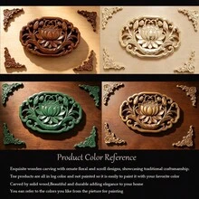 5pcs Solid Wood Carved Applique Set, Unfinished Wood, Woodworking Supplies, Scroll Flower, Suitable For Cabinets, Doors, Windows, Background Walls, Entryways And Various Furniture Decoration, Holiday Decoration, DIY Decoration. - Multicolor - View 6