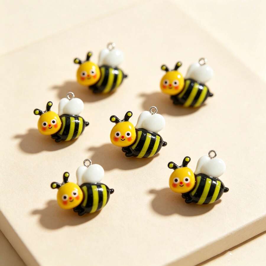 15pcs Assorted Original DIY Bee Pendant Set For Earrings, Keychains, Bracelets, Resin Craft Accessories Decoration Patch Material Kit (Aged 14+) - Multicolor - View 1