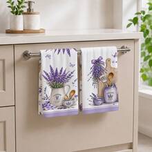2/4/6/8PCS Lavender Kitchen Towels Set, Vintage French Provence Floral Print Dish Towels,Soft Absorbent Hand Towels With Purple Lavender Flower Design, Farmhouse KitchenDecor, Tea Towels For Home, Holiday Gift - Multicolor - View 7