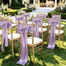 20pcs Wedding Satin Chair Sashes Light Purple Bows 6x102 Inches (Approx. 15x260 Cm) Ribbon Fabric Bands Suitable For Wedding Banquets, Parties, And Other Chair Decorations - Mauve Purple - View 8