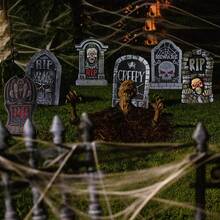 6pcs Halloween Tombstone Yard Stakes, Halloween Horror Party Decorations, Scary Tombstone Headstone Lawn Signs, Suitable For Halloween Decor, Home Outdoor Lawn Garden Decoration, Halloween Tombstone And Cemetery Decor - Halloween Tombstone - View 4