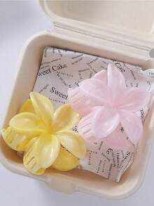 2pcs/3pcs/4pcs Women Acrylic Ombre Large Flower Hair Claw,Minimalist Elegant Bun Clip Accessory,Suitable For Casual,Travel - Multicolor - View 5