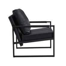 Accent Chair Space Saving Metal Frame PU Leather Black - Black - View 8