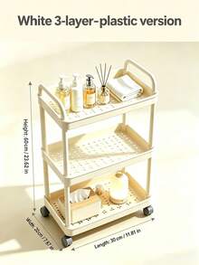 1pc Multifunctional Storage Cart, Movable Gap Bookshelf, Suitable For Living Room, Kitchen, Bedroom, Bathroom And Other Home Use, Cart, Rolling Cart, Camping, Cart With Wheels, Storage Rack - White - View 14