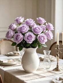 40/25 Stem Purple Long-Stemmed Artificial Silk Roses, Suitable For ...