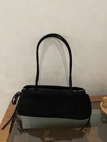 Women's Shoulder Bag, Fashion Solid Color Minimalist Style Women's Bag For Outing And Commuting, Women's Shoulder Underarm Bag - Black - View 8