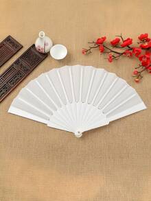 1/4 Solid Color Flat Plastic Folding Fans, Women's Fashion Elegant Minimalist Hand Fans, Wedding Performance Fans, Portable Handheld Dance Party Fans, Chinese-Japanese Style Wedding Decoration Folding Fans - Multicolor - View 9