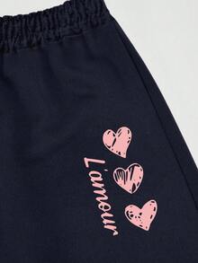 3pcs/Pack Girls Heart Print Casual Wide Leg Pants, Loose Fit Design, Soft And Comfortable, Suitable For Daily Wear - Multicolor - View 5