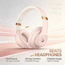 Beats Studio3 Ceramic Pink Bluetooth Over-Ear Headset, Signature Deep Bass Audio Output, Robust Adjustable Metal Headband, Collapsible Portable Structure, All-Day Battery Performance, Stylish Street-Fashion Headphones, Perfect Present For Music Enthusiasts - View 2