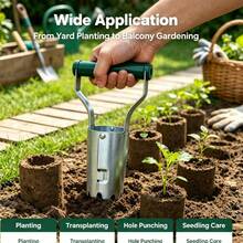 1PC Manual Transplanting Tool, Seedling Hole Puncher, Cylindrical Transplanting Tool, Gardening Hole Punching And Transplanting Tool, Cylinder Body With Built-In Opening And Closing Structure, Soil Automatically Drops Off When Lifted, No Need To Dig Soil Manually, Suitable For Home Vegetable Garden, Garden, Vegetable Patch, Balcony Potted Plants, Used For Transplanting Vegetable Seedlings, Flower Seedlings, Hole Punching And Sowing - Manual Transplanter - View 1
