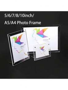 High Transparency Acrylic Photo Frame Stand, Dual-Use Vertical & Horizontal Desktop Display, Metal Support Legs Stable & Clear, Minimalist Luxury Nordic Style, Suitable For Living Room, Study, Office Desk, Home Photos, Certificates, Memorabilia, Home Decor Ornament - Acrylic Photo Frame - View 6