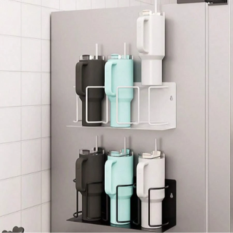 Rak Gelas Magnetik - Rak Penyimpanan Kulkas 3 Tingkat, Cocok untuk Gelas, Cangkir, dan Botol Air. Desain Hemat Ruang dengan Alas Magnet yang Kuat, Sempurna untuk Penyimpanan di Dapur dan Kamar Mandi. Solusi Penyimpanan Dapur. Aksesori Dapur Modern - MultiWarna - View 1