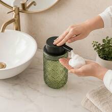 Vintage Fashion Foam Glass Soap Dispenser - Matte Black Pump Head, Suitable For Bathroom And Kitchen Decor - Multicolor - View 2