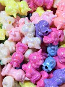 10/20/60PCS Unicorn Beads For DIY Jewelry Making, UV Plated Acrylic Spacer Beads With 3mm Hole, Suitable For DIY Bracelets, Necklaces, Beaded Pens And Handmade Accessories - Multicolor - View 1