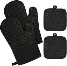 1 Pair Oven Mitts, With 2 Pot Holders, Heat Resistant - View 7