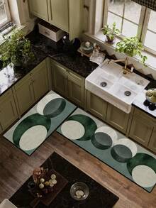 1pc Modern Minimalist Luxury Oval Pattern 3.5mm Trimmable Cushion Mat, Anti-Fatigue Kitchen Rug Bathroom Mat, Hallway Entryway Mat, Suitable For Kitchen, Bathroom, Living Room, Laundry Room, Outdoor Garden - Multicolor - View 2