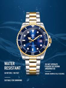 SEA KNIGHT Top Man Men's Business Fashion Steel Band Watch, Rotating Bezel, Luminous, Date Display, 3Bar Waterproof, Quartz Watch - One Size Fits All - View 4