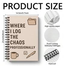 Funny Quote Spiral Notebooks, 100-Page Chaos Log Notepad, Decorative Writing Journal For Office, School & Daily Use, Great For Work & Parties, Ideal For Back To School And Christmas Parties[No Pens Included] - Multicolor - View 8