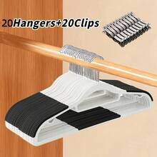 30 Gantungan Baju Anti Selip dengan Klip (10 Gantungan + 20 Klip), Rak Jemuran Kait Putar Tahan Lama, Cocok untuk Mengeringkan dan Menyimpan Pakaian, Penggunaan di Kamar Tidur, Kamar Mandi, dan Rumah, Tersedia Berbagai Ukuran - View 9