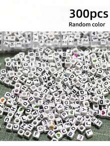 1 Box 6x6mm A-Z Cube Acrylic Letter Beads, For Making Jewelry, Bracelets, Necklaces, Keychains, Suitable For Women And Girls - Square Black and White Letter Beads - View 9