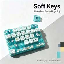 Mainan Pereda Stres Keyboard Mekanik 26 Tombol Berbentuk Beruang Lucu, Tombol Tekan Lembut untuk Meredakan Stres dan Kecemasan, Aksesori Gantungan Kunci Tas Portabel, Hadiah Relaksasi Unik (Model dan Warna Acak, 1 buah) - MultiWarna - View 9