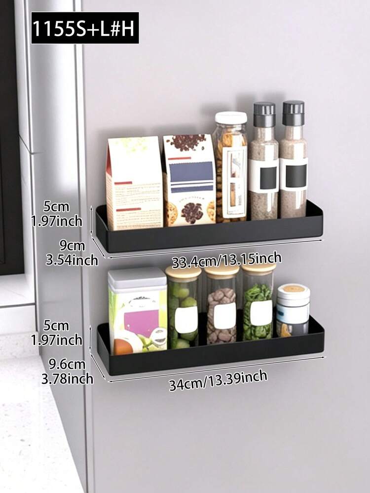1pc Multi-Purpose Magnetic Storage Rack With Paper Towel Holder - Wall-Mounted Spice Organizer Without Drilling, Cling Film Holder, Suitable For Seasonings, Paper Towels & Towels - Ideal Home Gift - Black - View 13