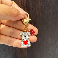 1 móc khóa hợp kim hình chó con Schnauzer hoạt hình, mặt dây treo hình trái tim đính đá rhinestone màu sắc kiểu giọt dầu, phụ kiện cho người yêu thú cưng dùng cho ba lô, túi xách, trang trí, quà tặng tinh tế nhỏ xinh - Nhiều màu - Xem 4