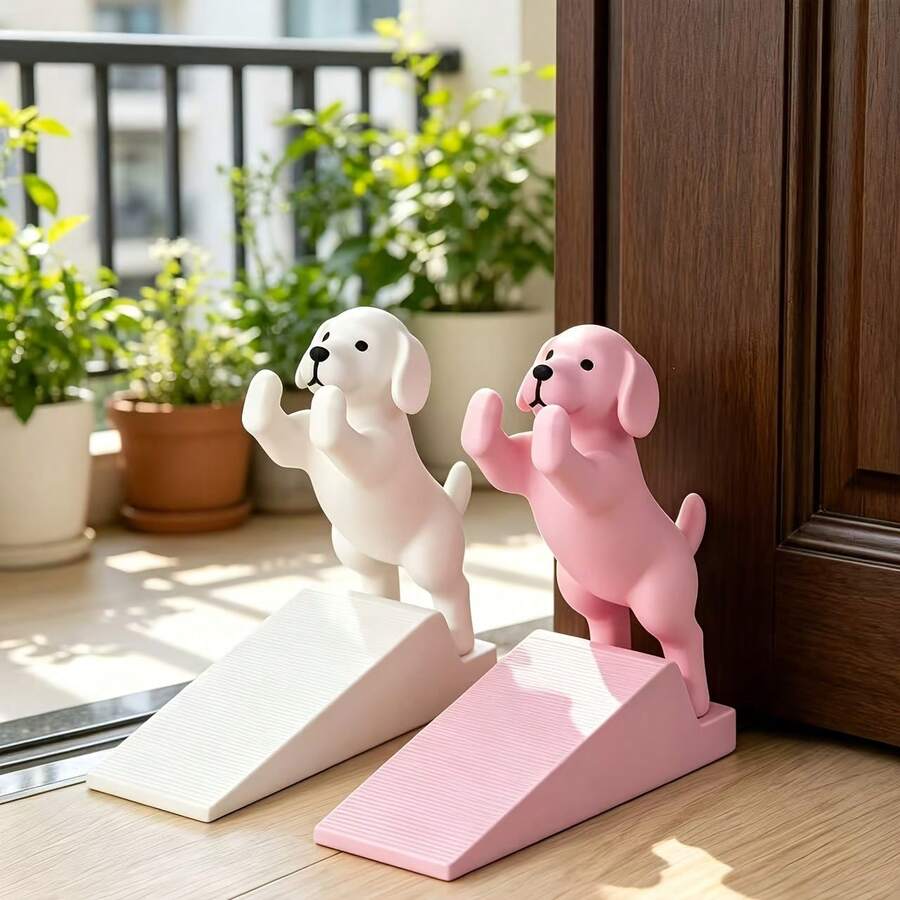1pc Creative Cute Puppy Door Stopper, Home Decor, Suitable For Bedroom, Entryway, Fun Healing Home Ornament, Anti-Slip Sloped Stable Door Wedge, Prevent Door From Closing Automatically - A - View 1