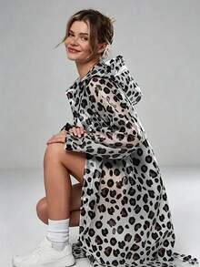 Lightweight Raincoat With Adjustable Hood - All-Season Leopard Print Full Coverage Outerwear, Easy To Clean, Suitable For Outdoor Cycling, Travel And Daily Rainy Weather Wear - Fashionable - Multicolor - View 4