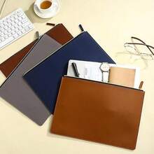 PU Leather Water-Resistant Multi-Function Zipper Pouch Document Bag Stationery Storage Bag For Study And Office - Multicolor - View 1