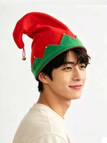Mũ Noel mới, mũ yêu tinh Noel màu đỏ xanh bằng vải lông xù gắn chuông, phụ kiện đội đầu cho tiệc lễ hội - Mẫu Giáng sinh - Xem 5