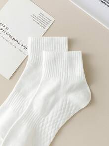 1/5/10/20 Pairs White Women's Massage Socks, Solid Color Mid-Calf Socks, Korean Style, Thermal Lined, Suitable For Summer, Autumn, Winter For Men And Women, Sports Socks, Couple Socks - Multicolor - View 4