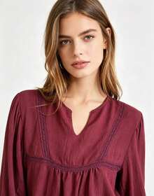 Women Tops - Burgundy - View 5