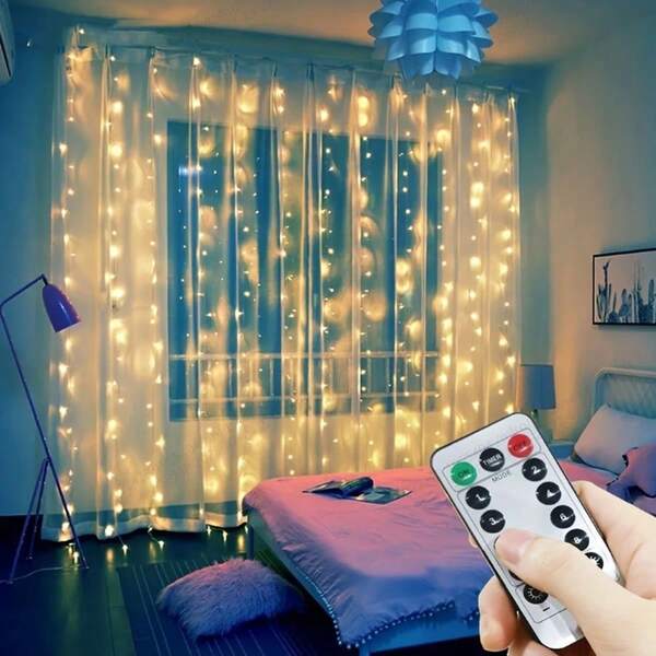 Christmas Decoration, Halloween String Lights, 8 Flashing Modes Bright Garden Lights, Room Bedroom Living Room Bedroom String Lights, Wedding Party Decoration String Lights Landscape Lights, Remote Control Camping Decoration String Lights, Date Confession Decoration String Lights, Home Garden, USB Powered Curtain String Lights Fairy Lights, Wedding, Birthday, Party, Outdoor Lights, Romantic Atmosphere Holiday Decoration, Yard Lights