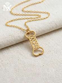 Custom Name Necklace Stainless Steel Personalized Dog Bone Pendant Customized Pet Memorial Jewelry, Gift For Dog Lovers, Fashionable Minimalist Daily Wear Suitable For Men And Women - Yellow Gold - View 4