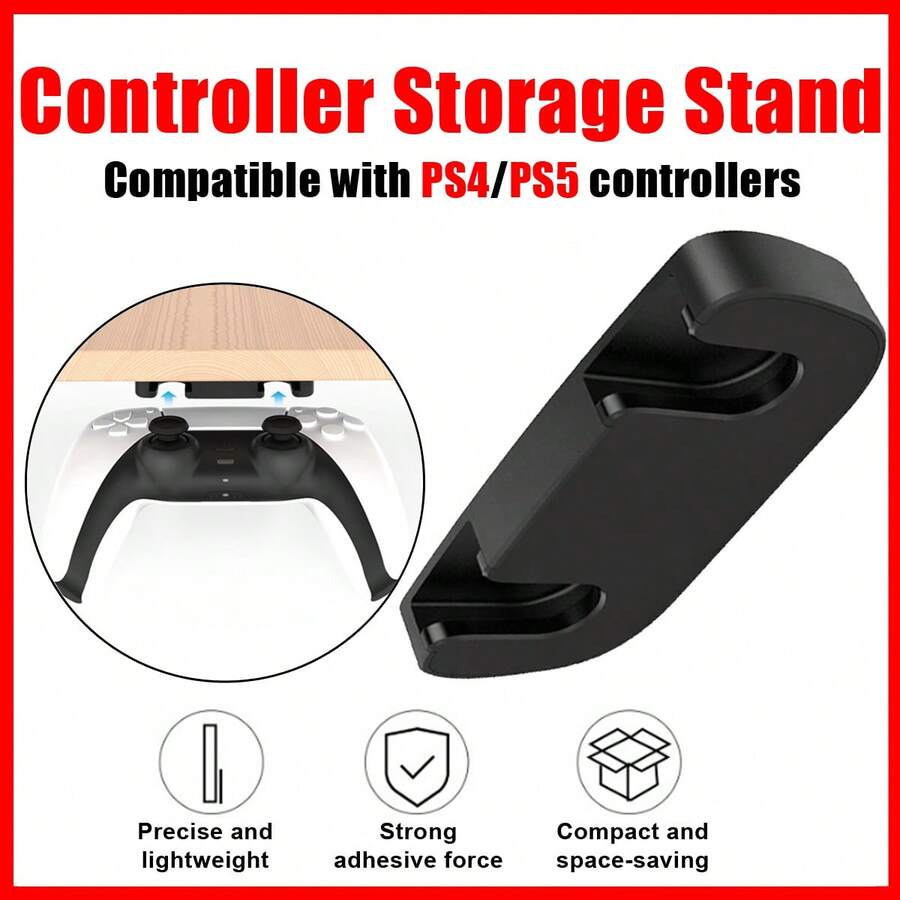 1pc Under-Desk Game Controller Holder, Sturdy Hanging Controller Stand, Compatible With PS4, Strong Adhesive Backing No-Drill Installation, Scratch-Resistant Anti-Slip, Hidden Hanging Storage, Space-Saving, Desktop Gaming Accessory
