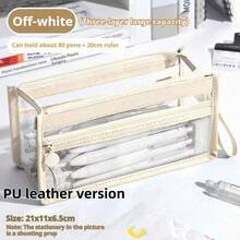 1pc Colorful Transparent Storage Bag, Minimalist Large Capacity Pencil Case, High-End Desktop Storage Pencil Case, Transparent Design For Quick Access To Tools, Back To School, School Supplies, Pencil Bag, Backpack - Multiple Styles - View 10
