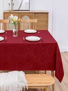 1pc Water-Resistant Rectangular Multi-Size Jacquard Tablecloth, Pattern Luxury Texture Exquisite Jacquard Tablecloth, Washable Polyester Decorative Tablecloth, Suitable For Various Dining Occasions, Holidays Or Formal Events - Burgundy - View 6